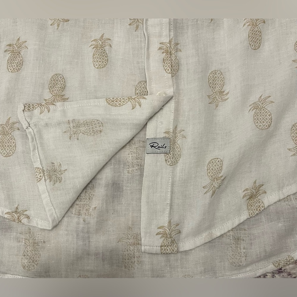 RAILS Charli Gold Pineapple Print Button-Down Shirt Size XS - Picture 8 of 12